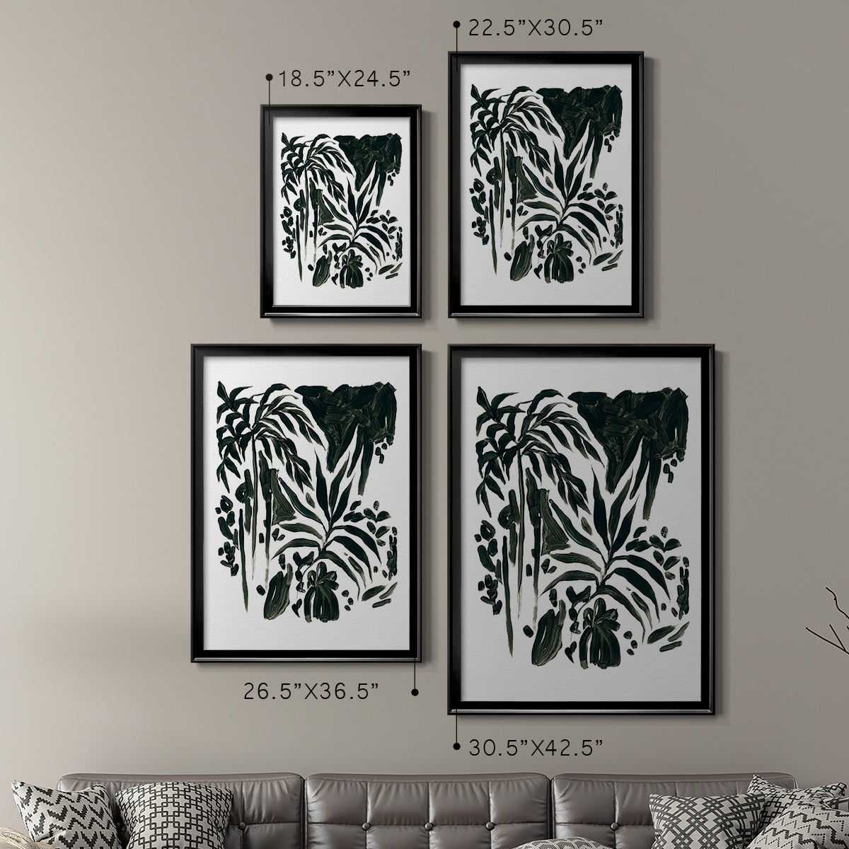 Ink Jungle II - Modern Framed Canvas Print