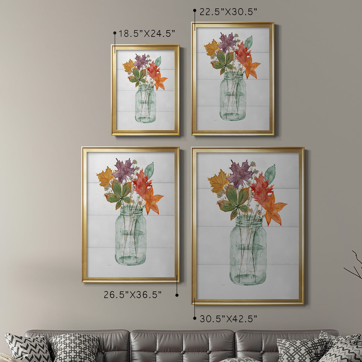 Harvest Home Leaves I - Modern Framed Canvas Print