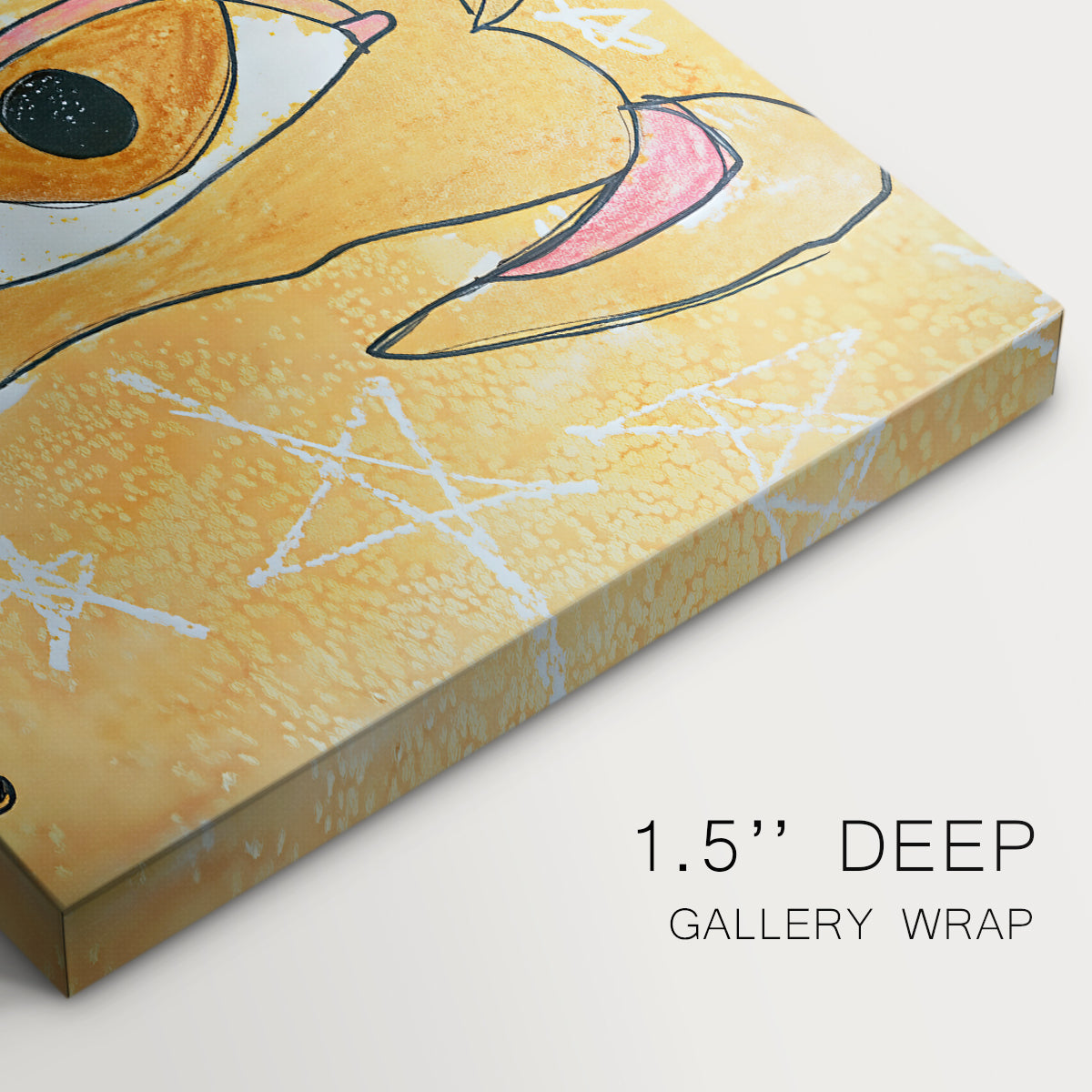 Canvas art print of a geometric dog composed of angular shapes with stars, highlighting texture and gallery-wrapped edges