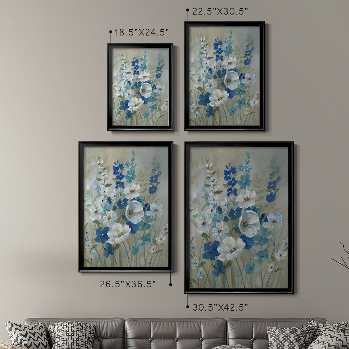 Blue Garden I - Modern Framed Canvas Print