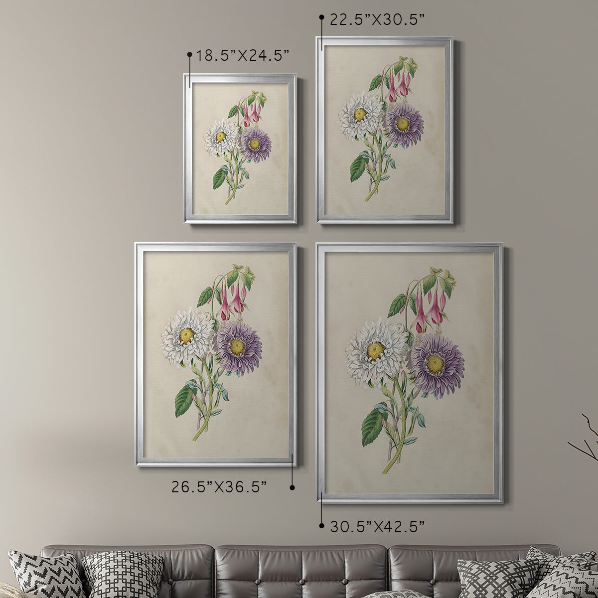 Antique Garden Bouquet III - Modern Framed Canvas Print