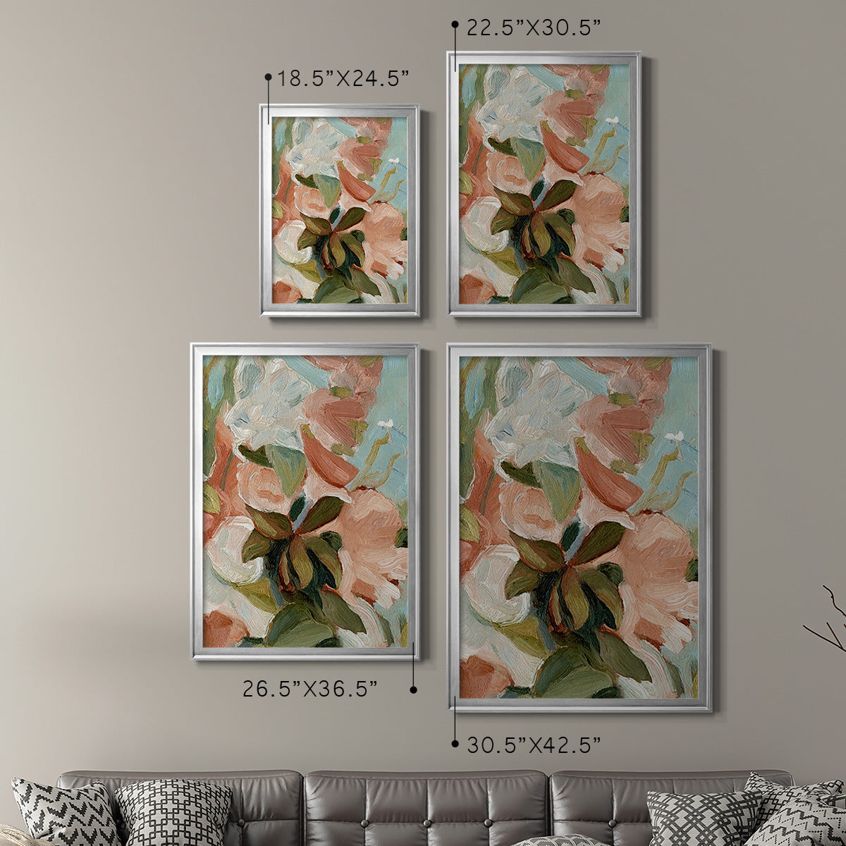 Bouquet Scatter IV - Modern Framed Canvas Print