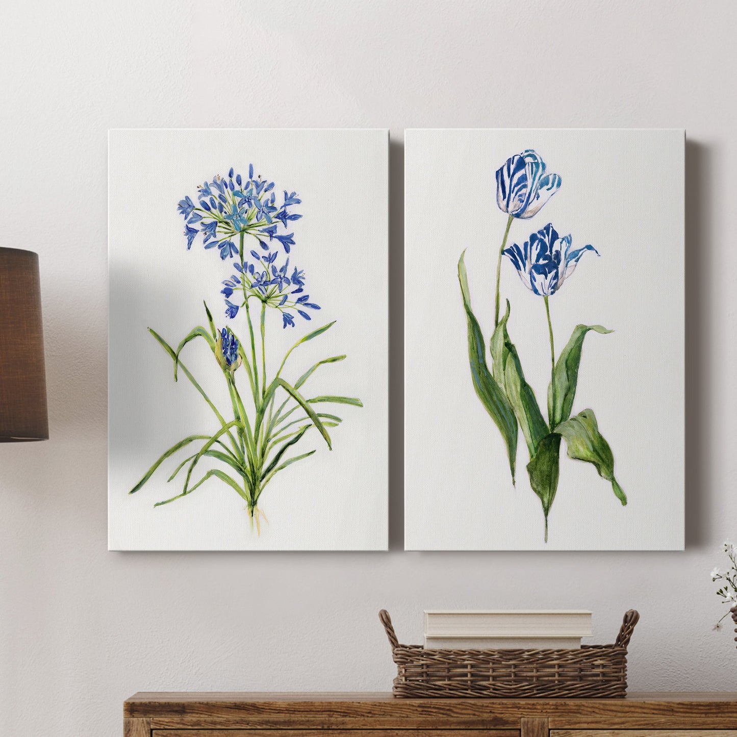 Blue Lively Botanical I Premium Gallery Wrapped Canvas - Ready to Hang - Set of 2 - 8 x 12 Each