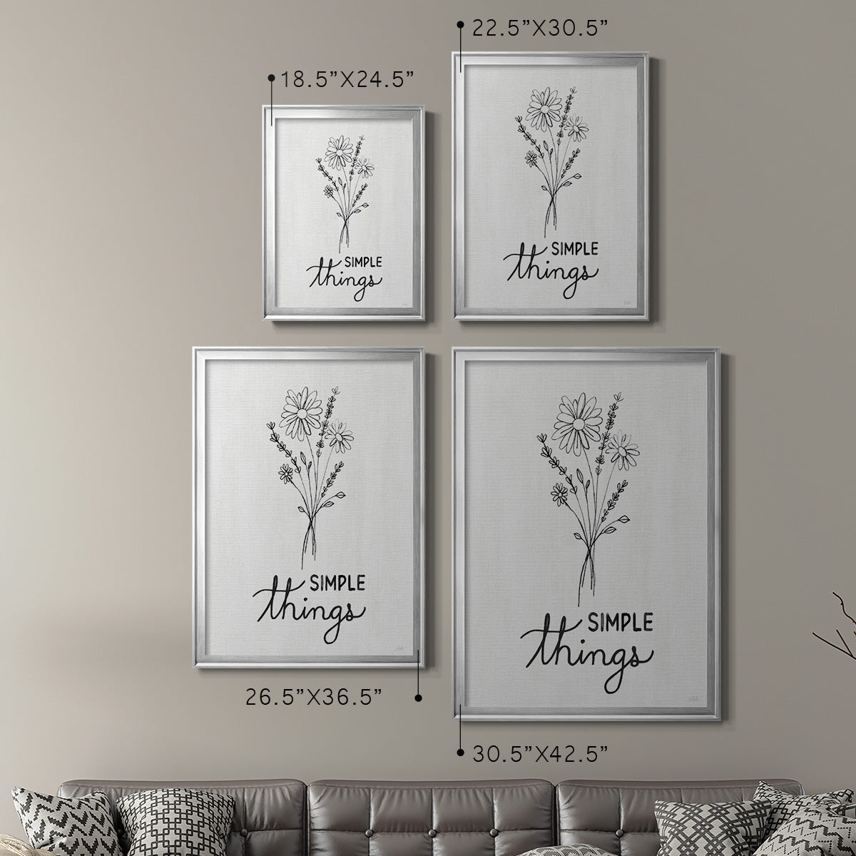 Simple Things Sketch - Modern Framed Canvas Print