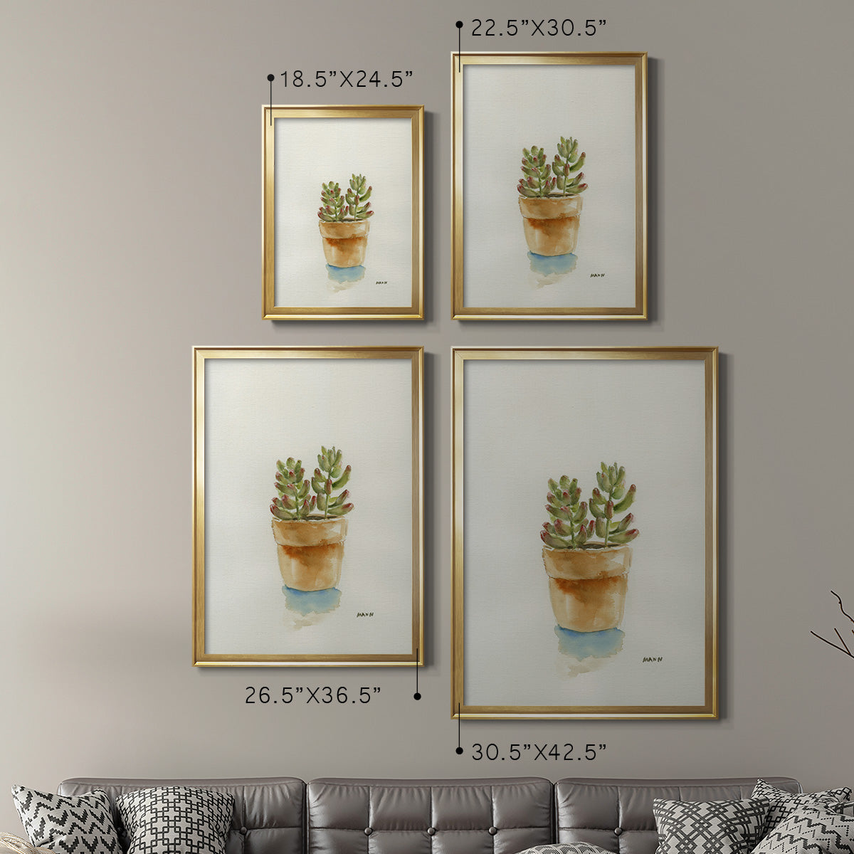 Succulent III - Modern Framed Canvas Print