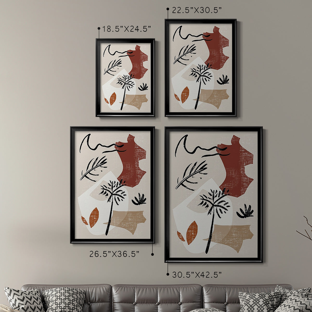 Soft Palms V - Modern Framed Canvas Print