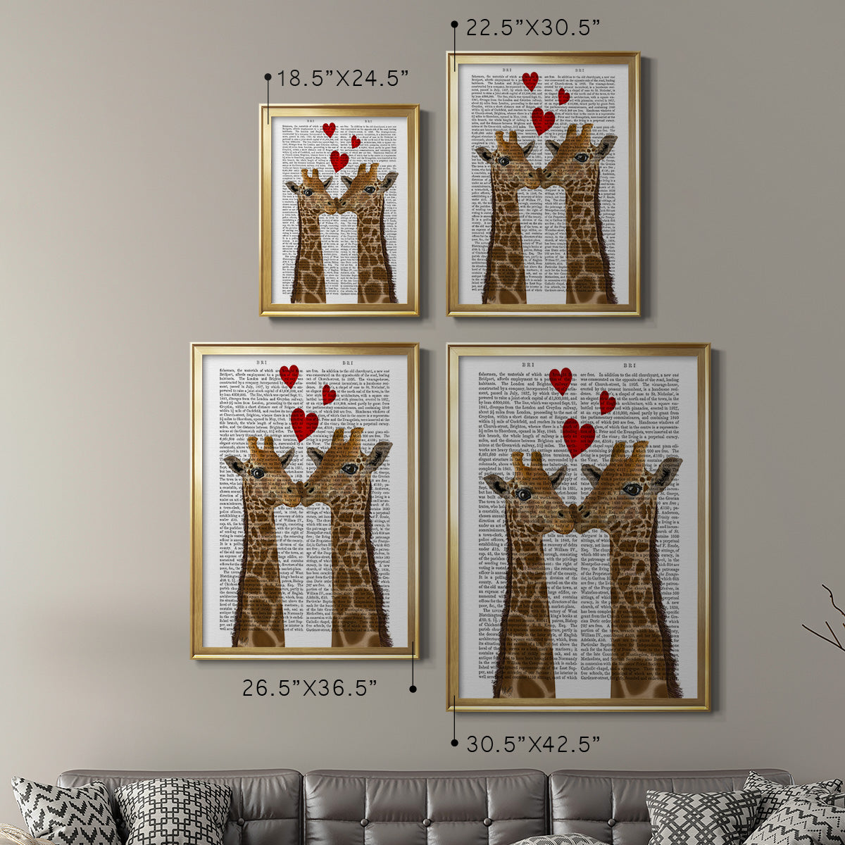 Giraffe Love - Modern Framed Canvas Print