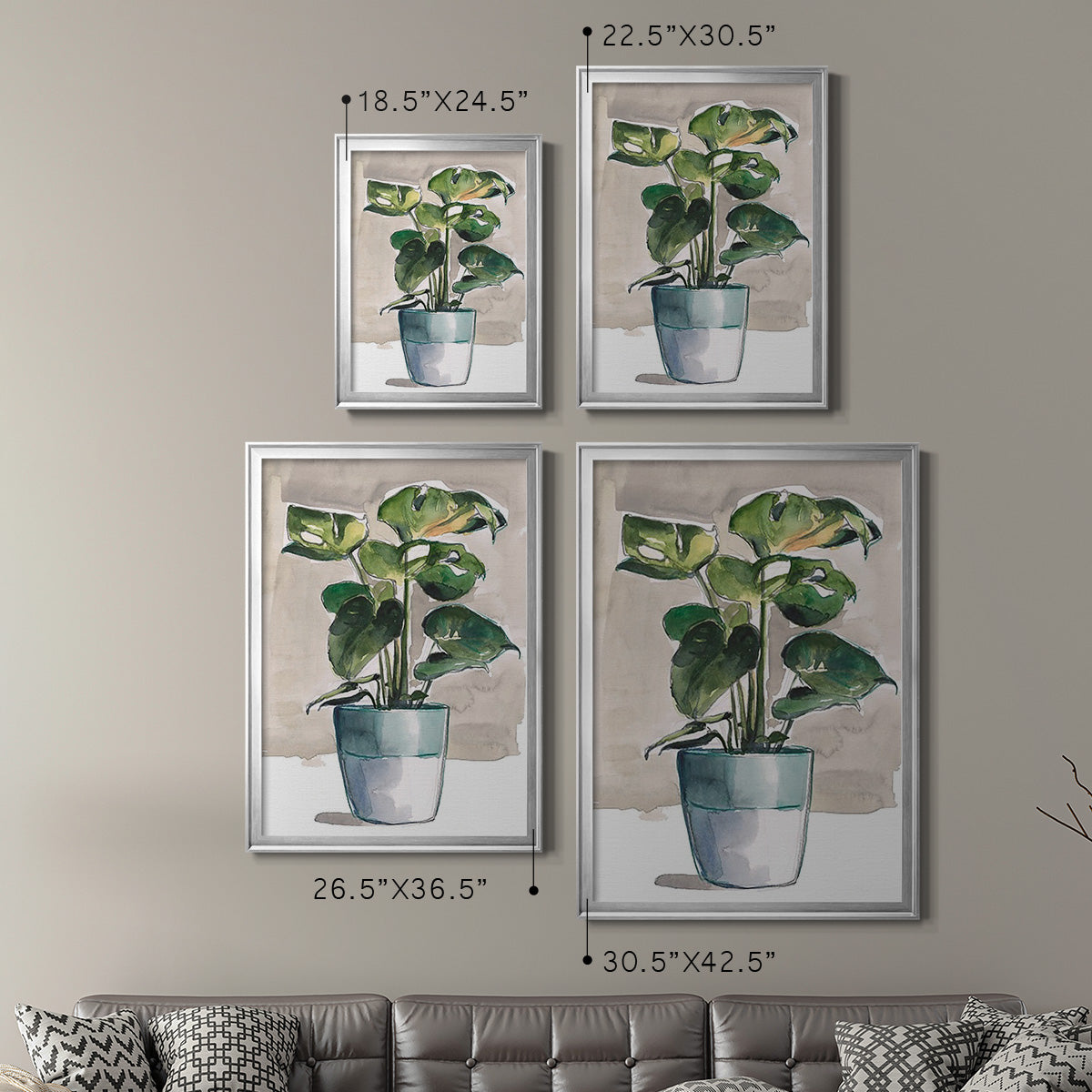 Potted Houseplant II - Modern Framed Canvas Print