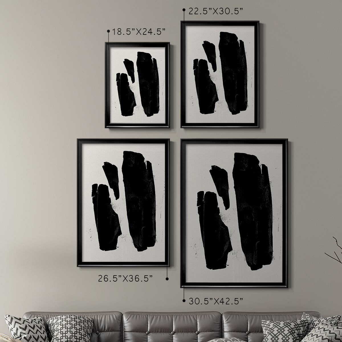 Triple Block Print II - Modern Framed Canvas Print