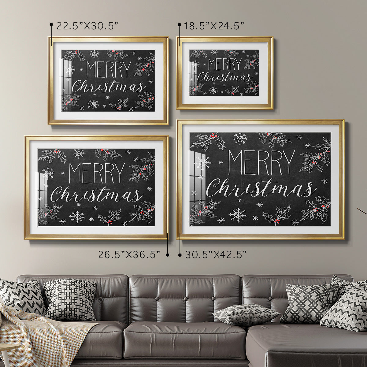 Merry Christmas Chalkboard Premium Framed Print - Ready to Hang