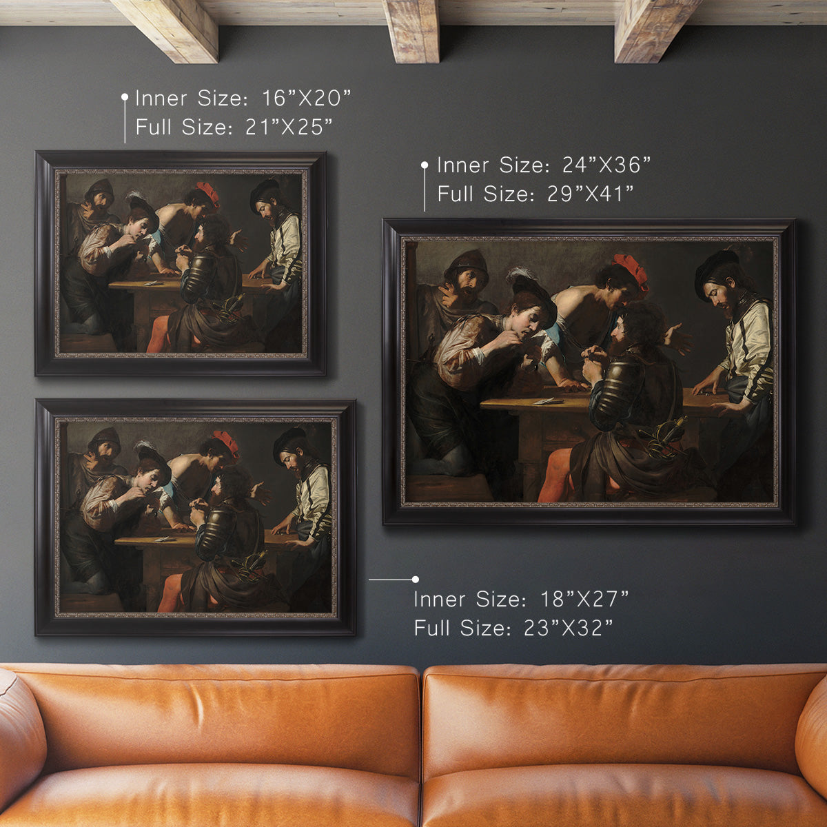 Soldiers Playing Cards and Dice (The Cheats) - Ornate Framed Canvas Print