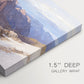 Canvas art print of a distant mountain peak viewed from elevated ridge with sweeping landscape, highlighting texture and gallery-wrapped edges