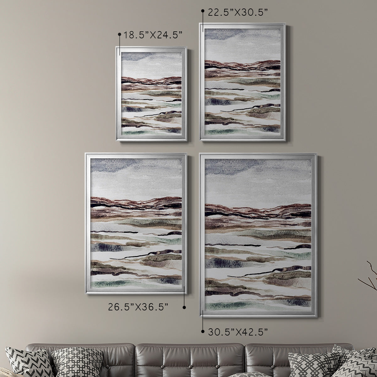 Muted Earth Layers II - Modern Framed Canvas Print