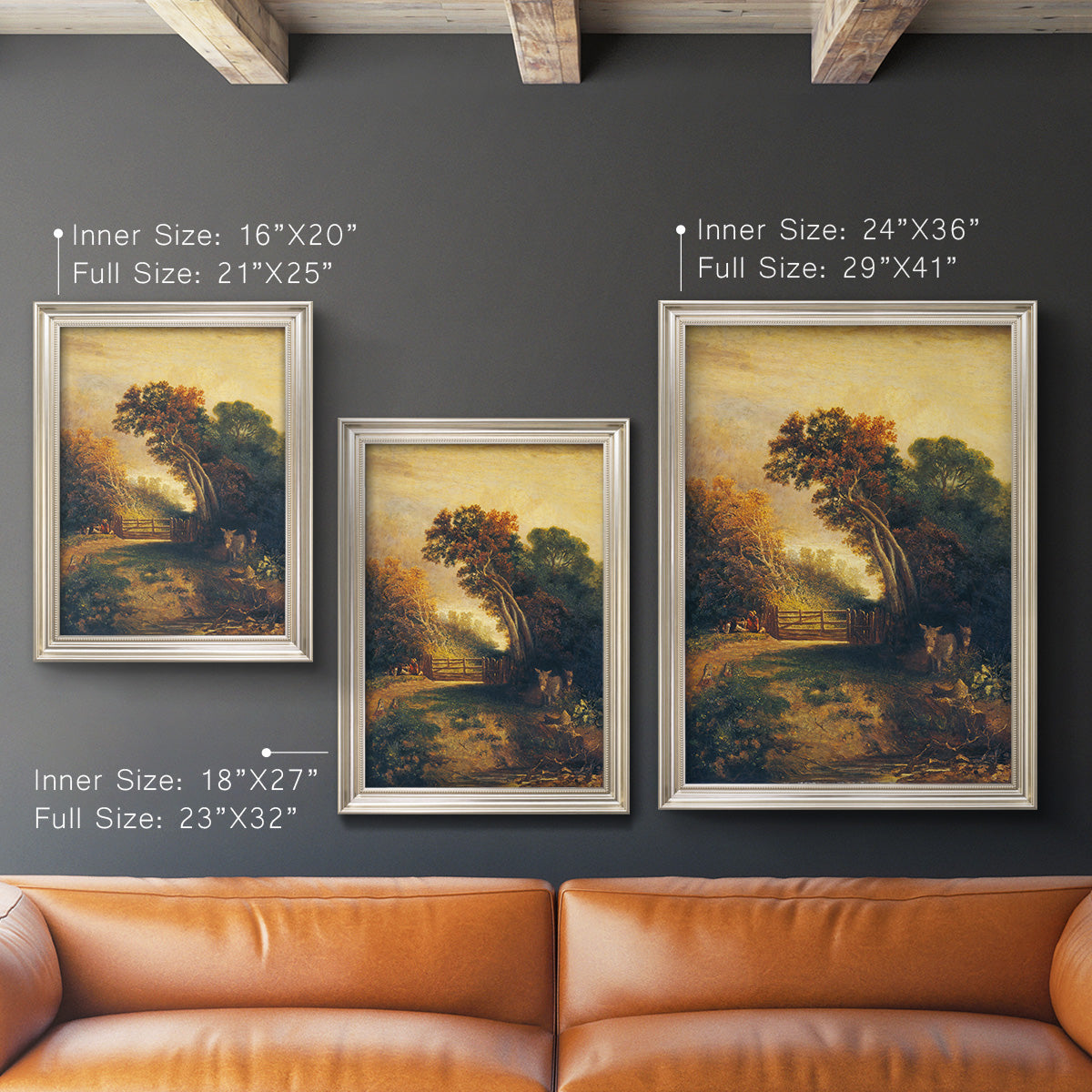 Landscape with Picnickers and Donkeys - Ornate Framed Canvas Print