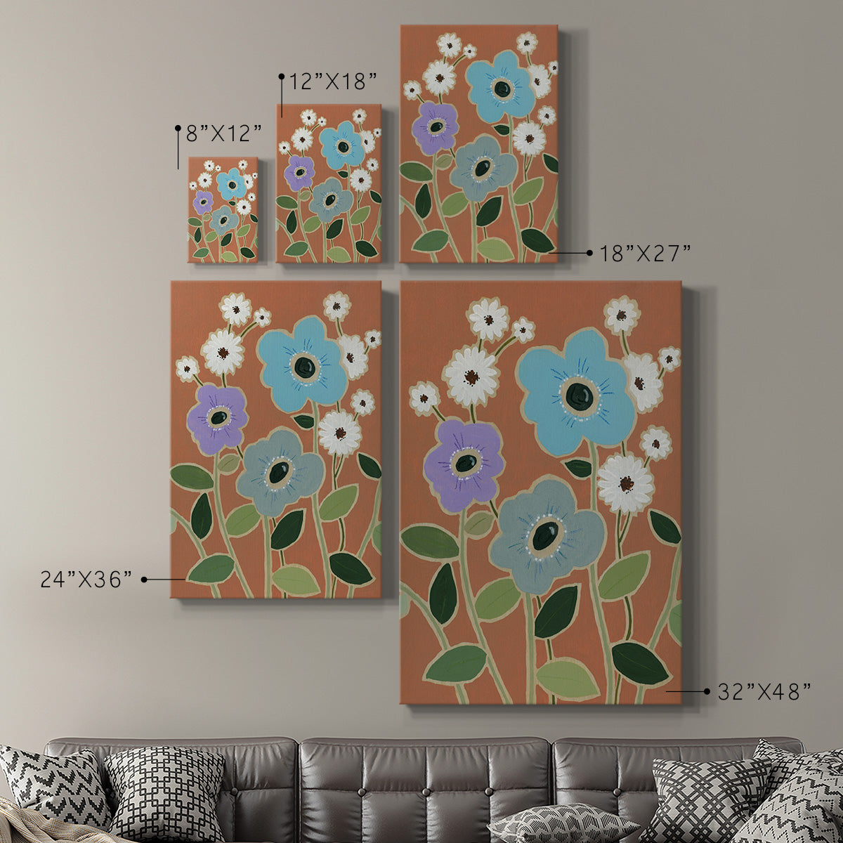 Woodblock Floral IV - Canvas Art Print