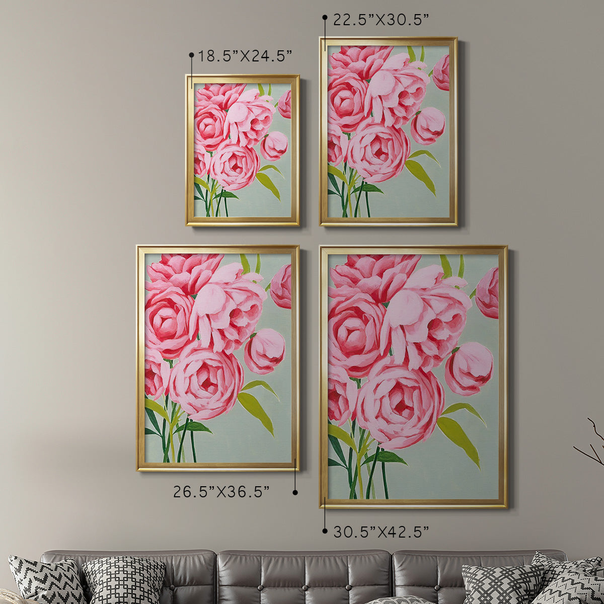 This Year's Peonies II - Modern Framed Canvas Print