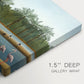 Canvas art print of flamingos standing in water surrounded by trees and vegetation, highlighting texture and gallery-wrapped edges