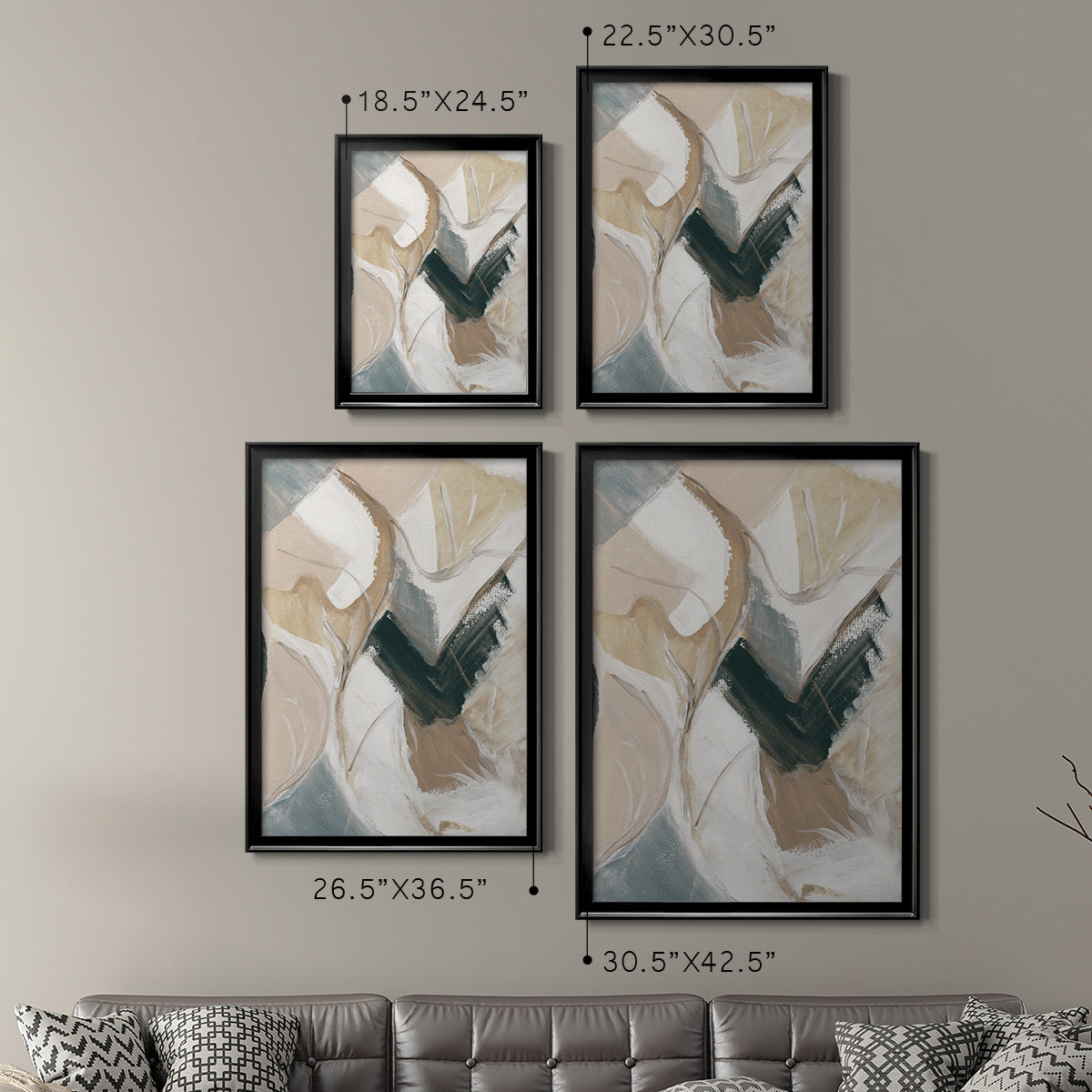 Marble Lines II - Modern Framed Canvas Print