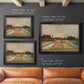 Impressionist Dutch bulb field landscape by Vincent van Gogh in an ornate black frame with gilded inner detail shown in multiple size options.