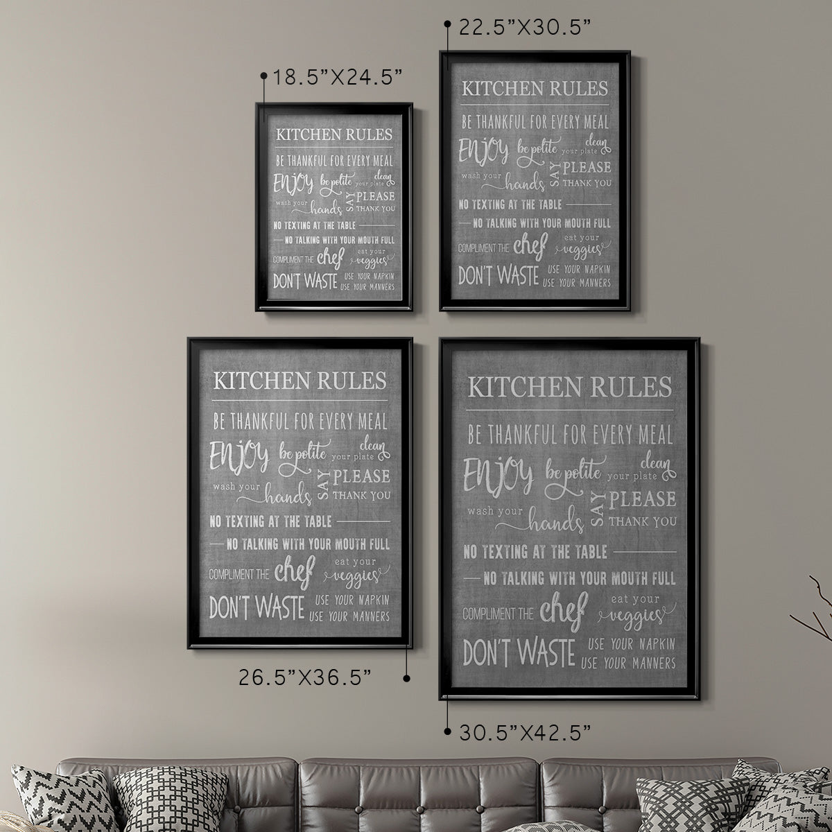 Neutral Kitchen Rules - Modern Framed Canvas Print