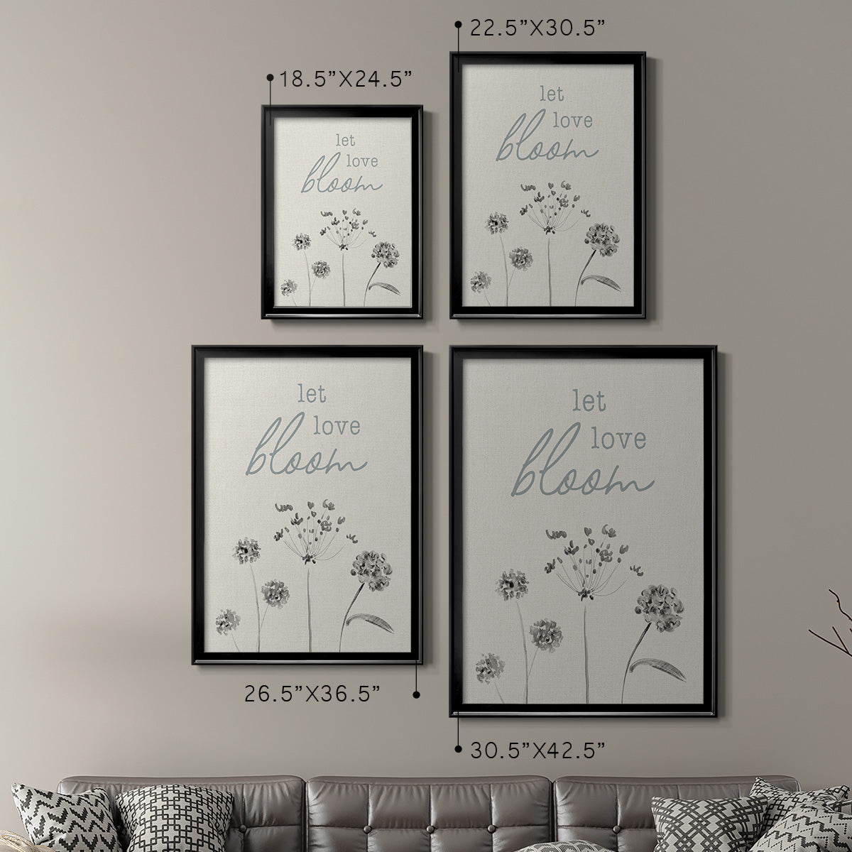 Let Love Bloom - Modern Framed Canvas Print