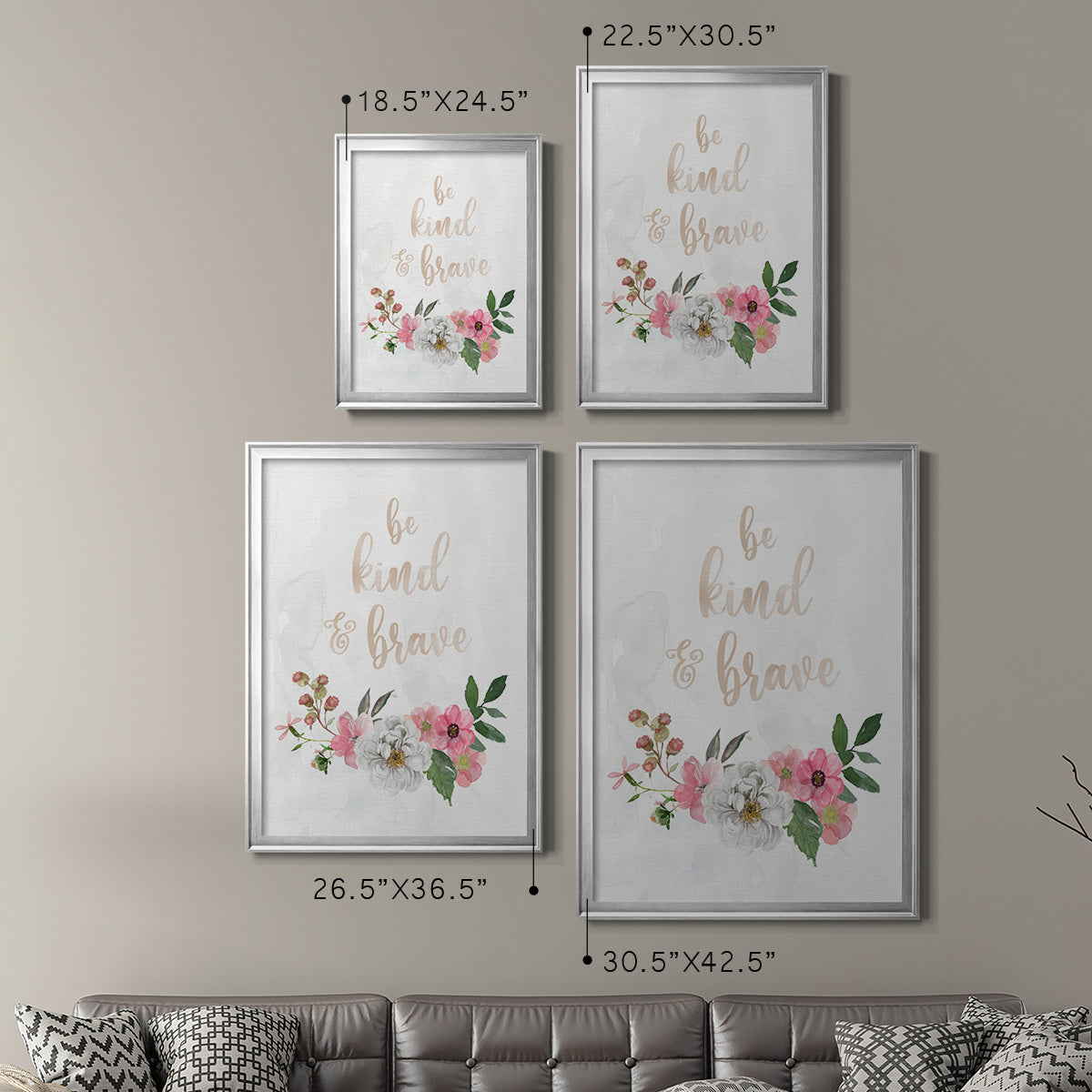 Be Kind and Brave - Modern Framed Canvas Print