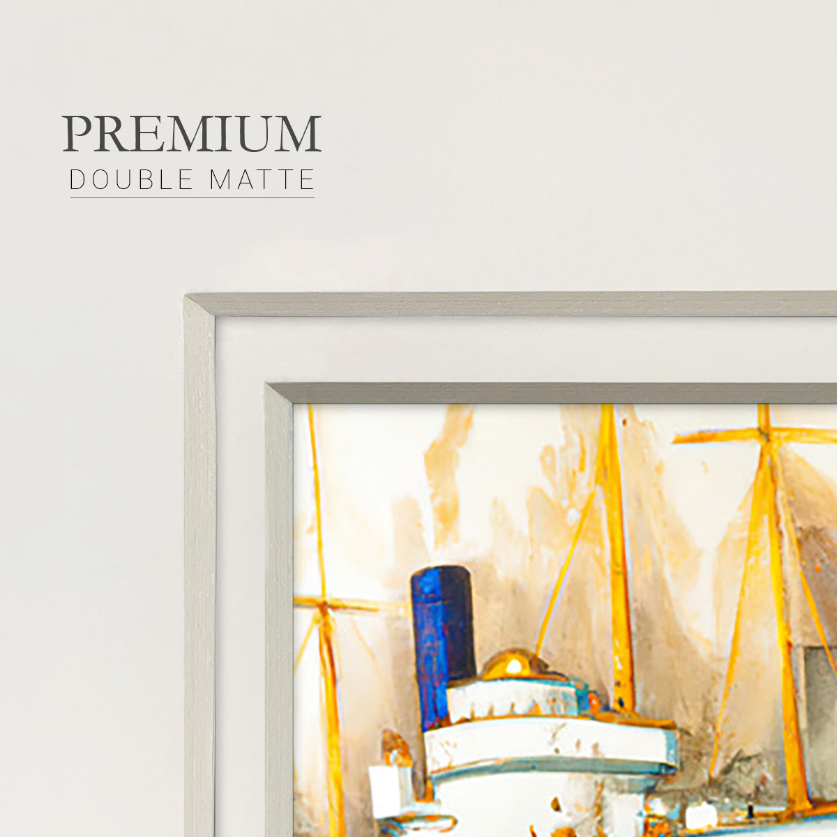 Golden Steam Ship Premium Framed Print Double Matboard