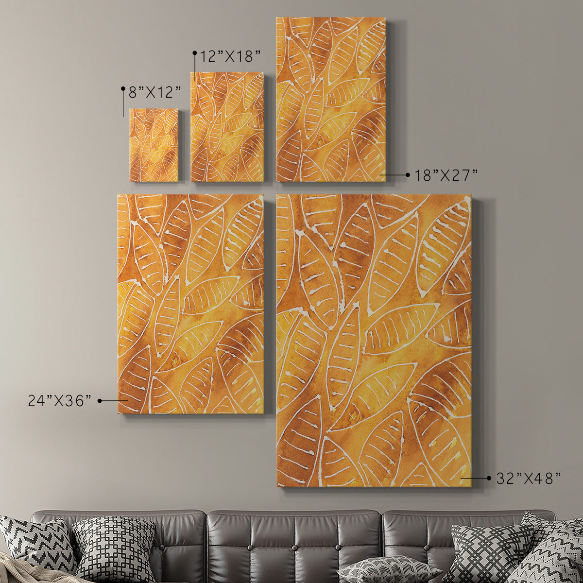 Stylized Leaf Shapes I Premium Gallery Wrapped Canvas - Ready to Hang