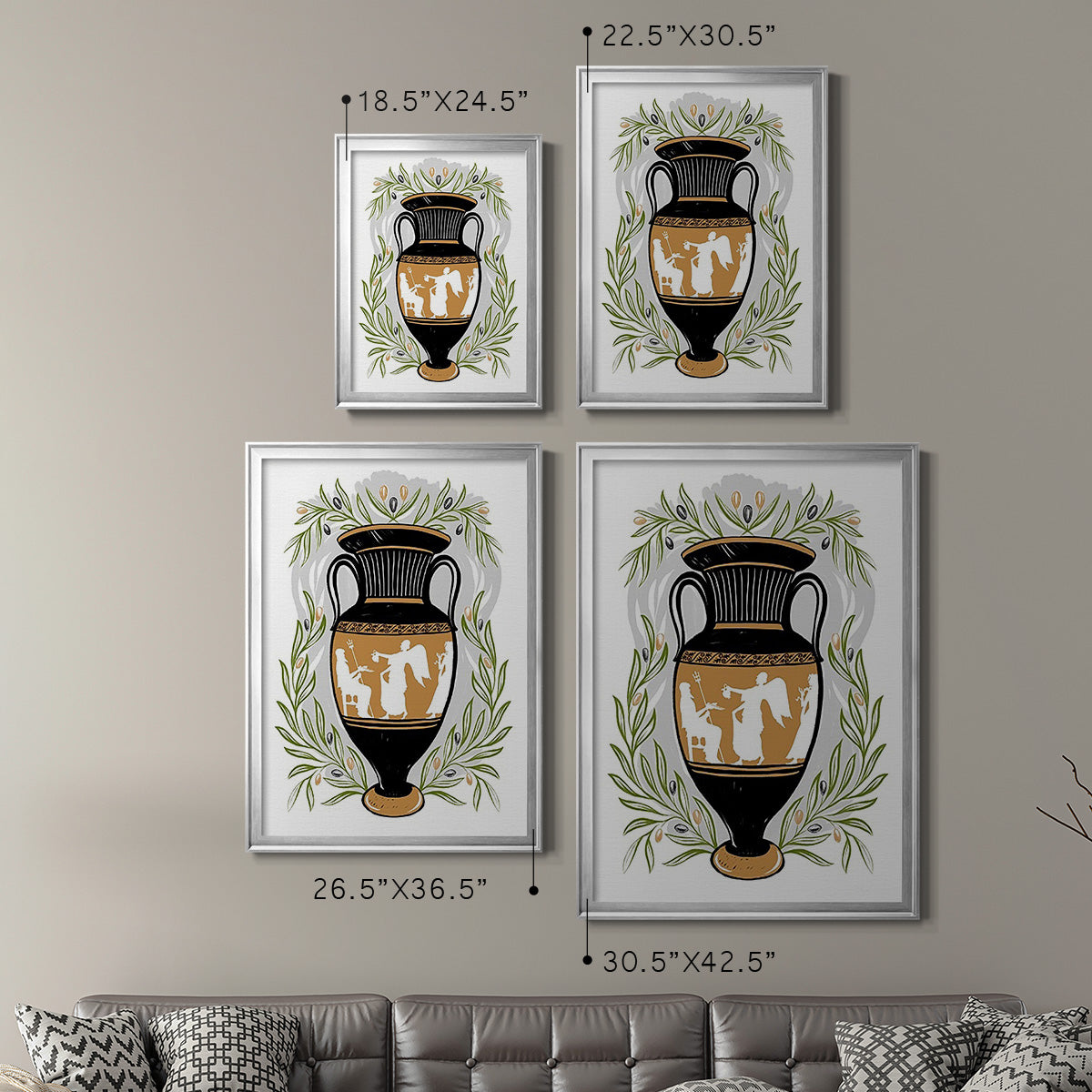 Greek Vases II - Modern Framed Canvas Print