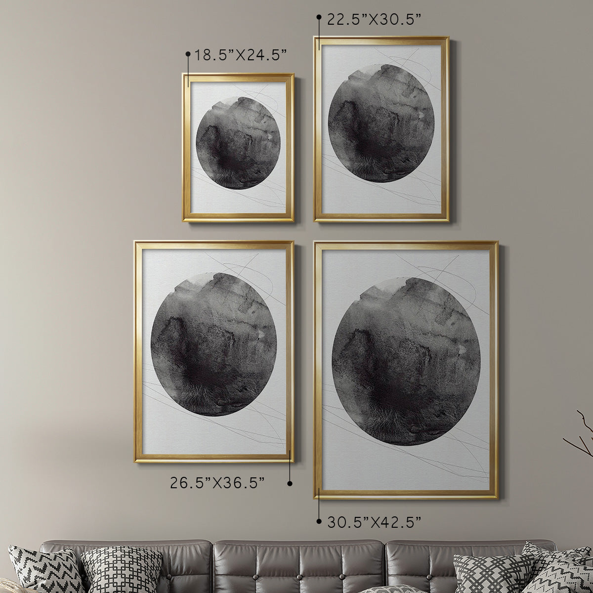 Graphite Moon I - Modern Framed Canvas Print