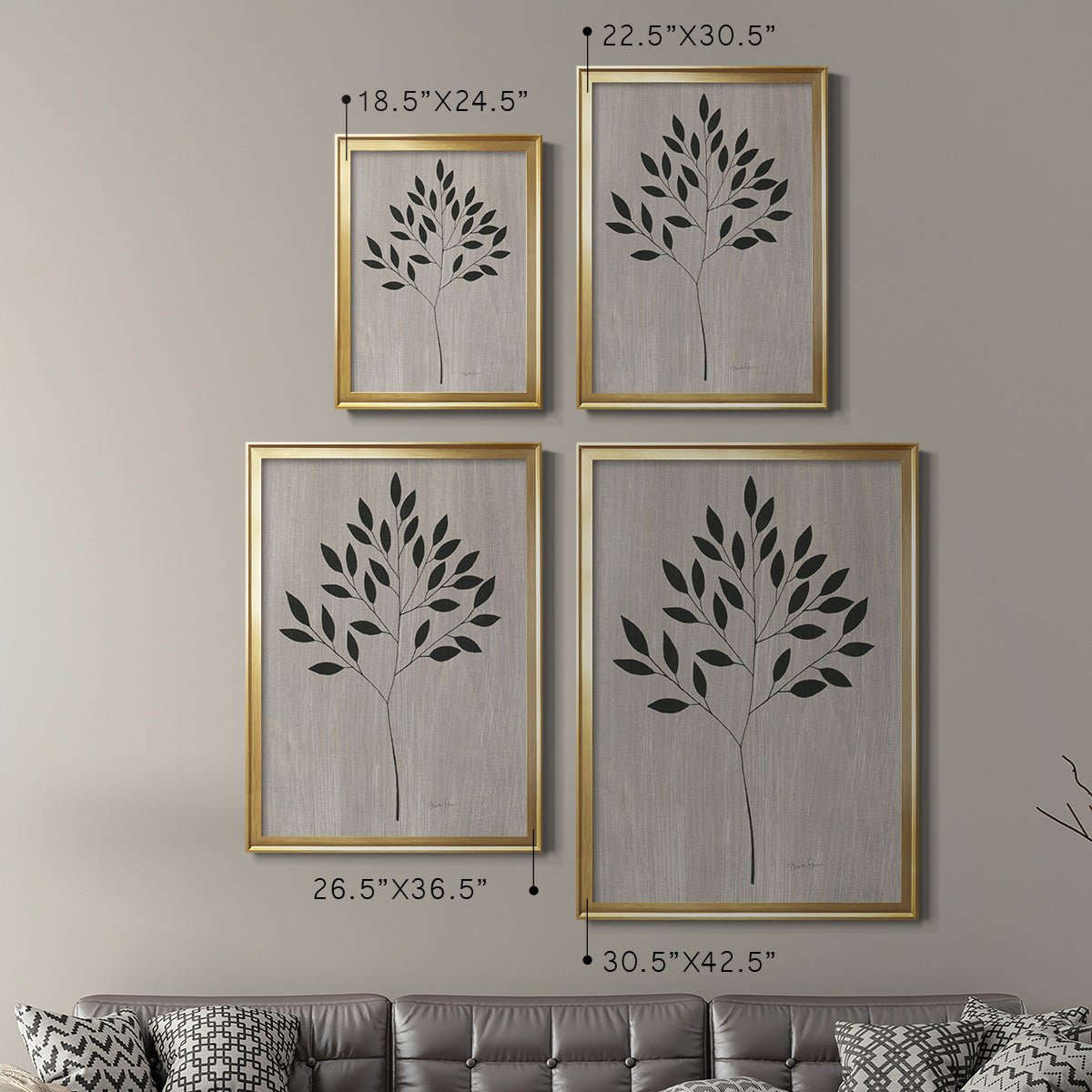 Leaves and Wood I - Modern Framed Canvas Print