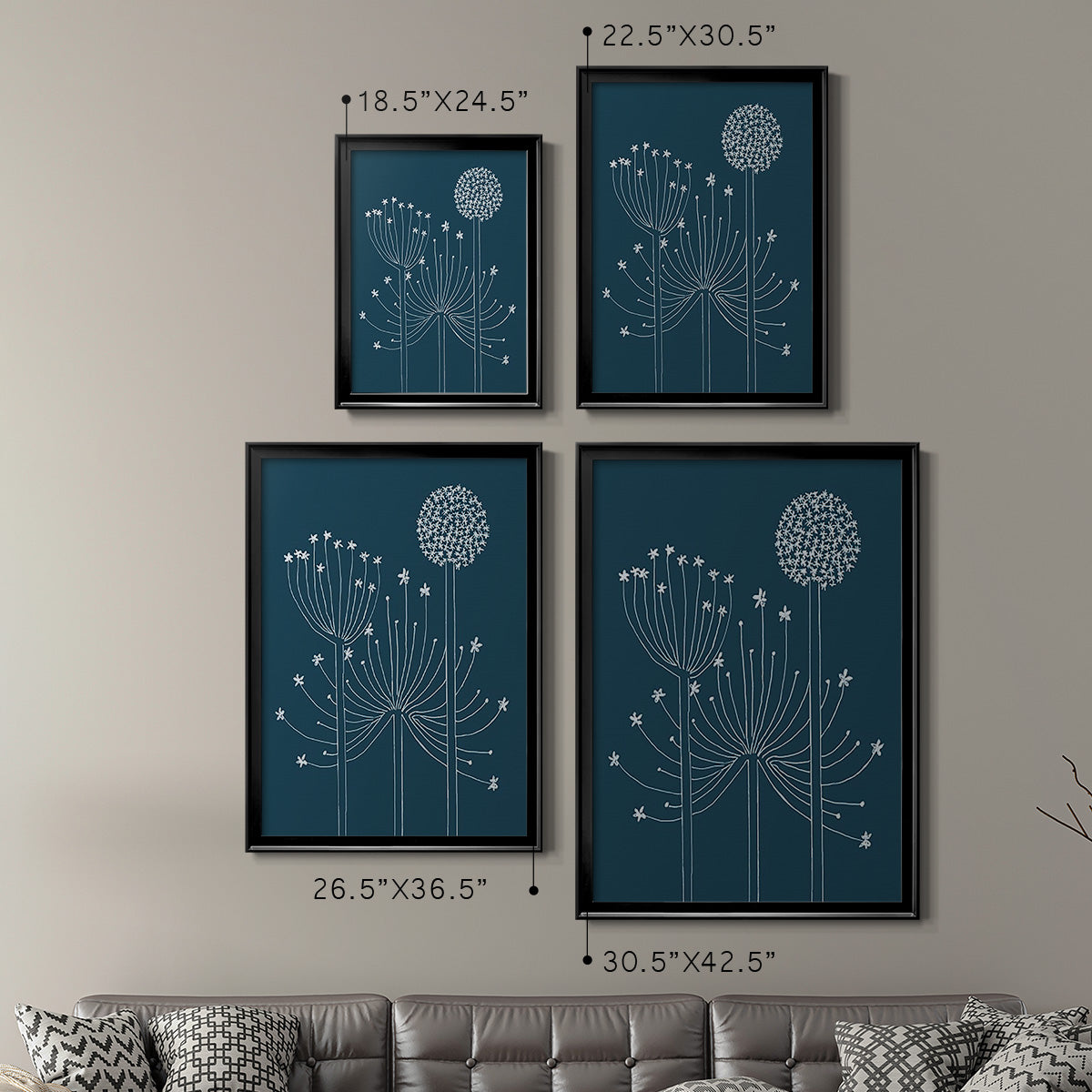 Graphic Alliums II - Modern Framed Canvas Print