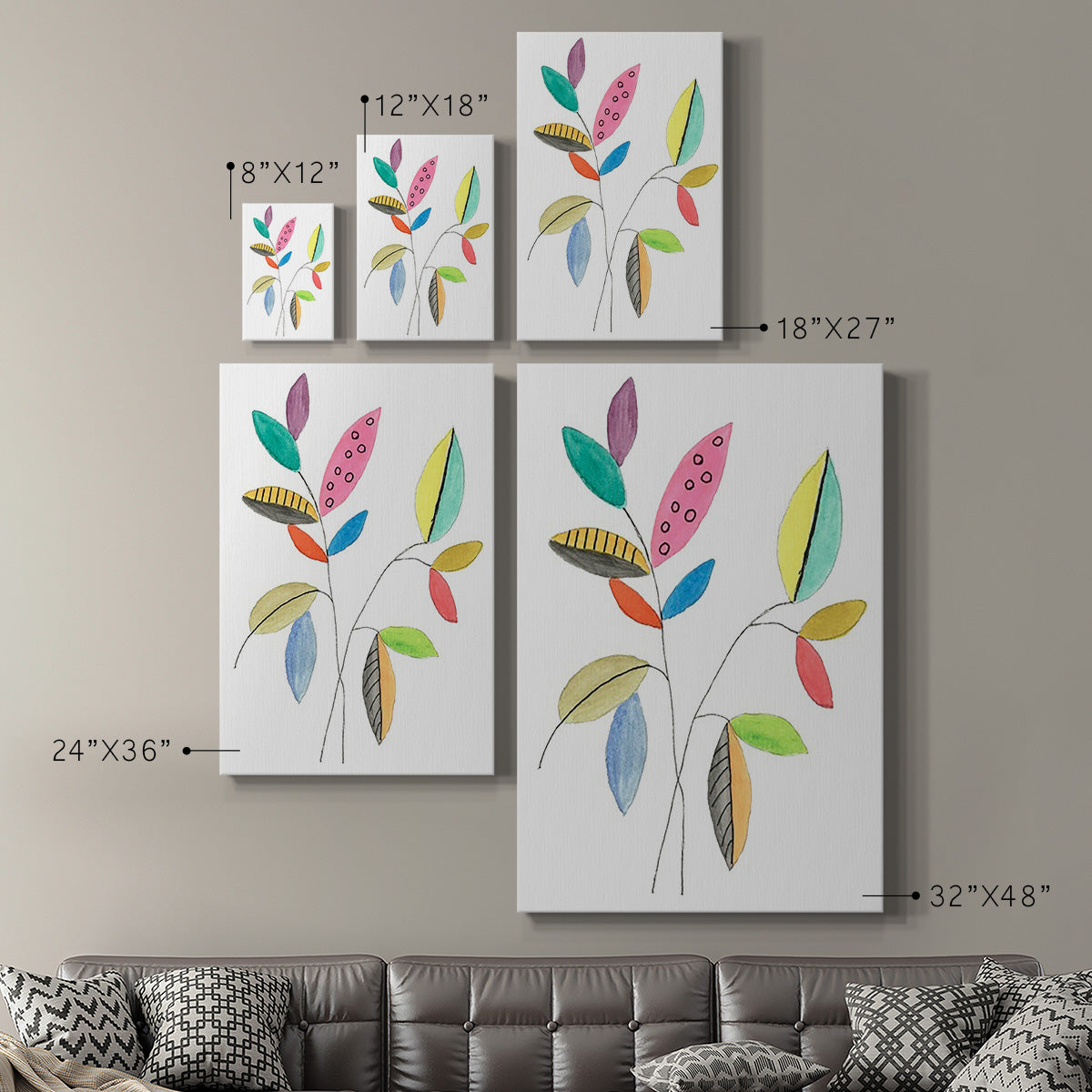 Color Pop Leaves III - Canvas Art Print