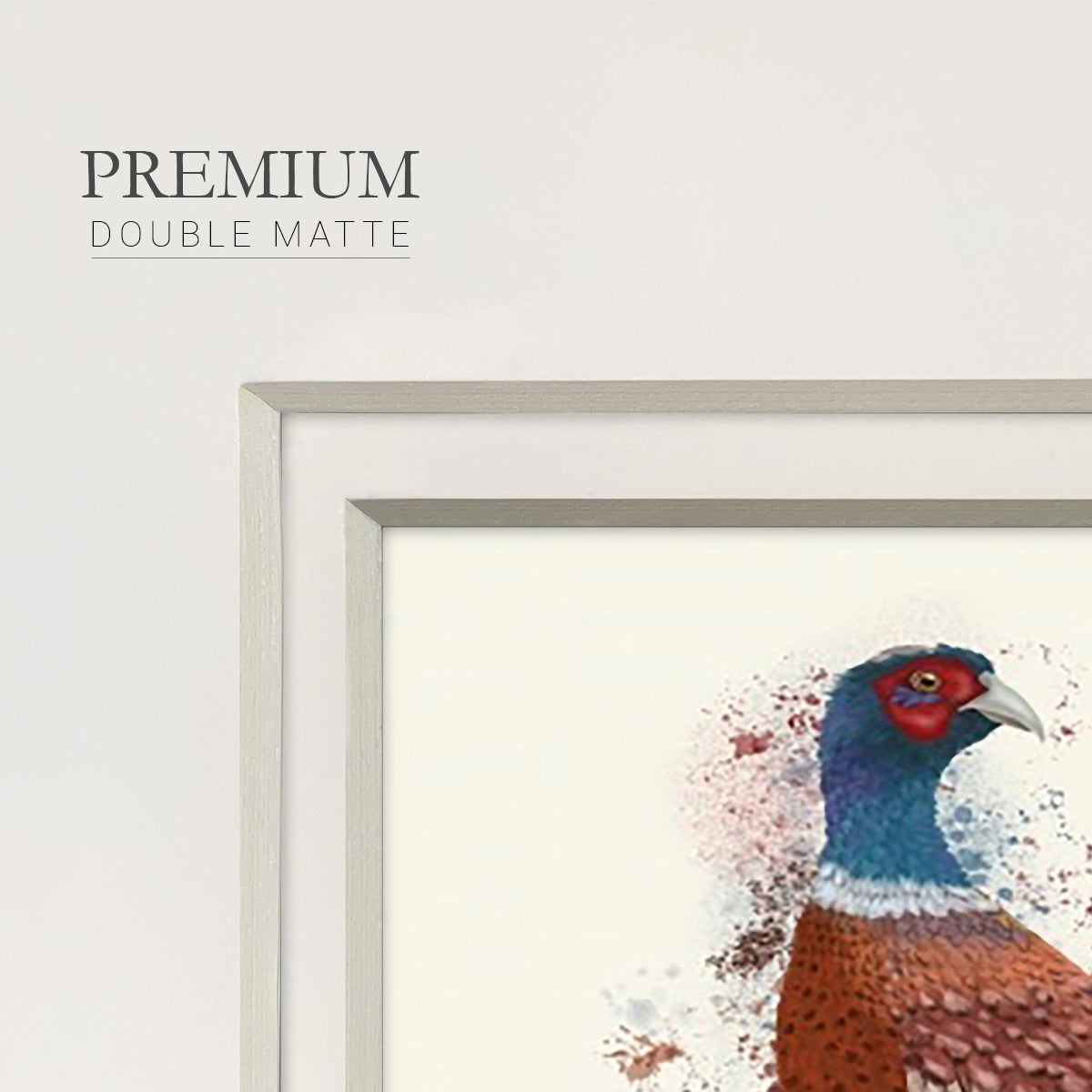 Pheasant Splash 5 Premium Framed Print Double Matboard