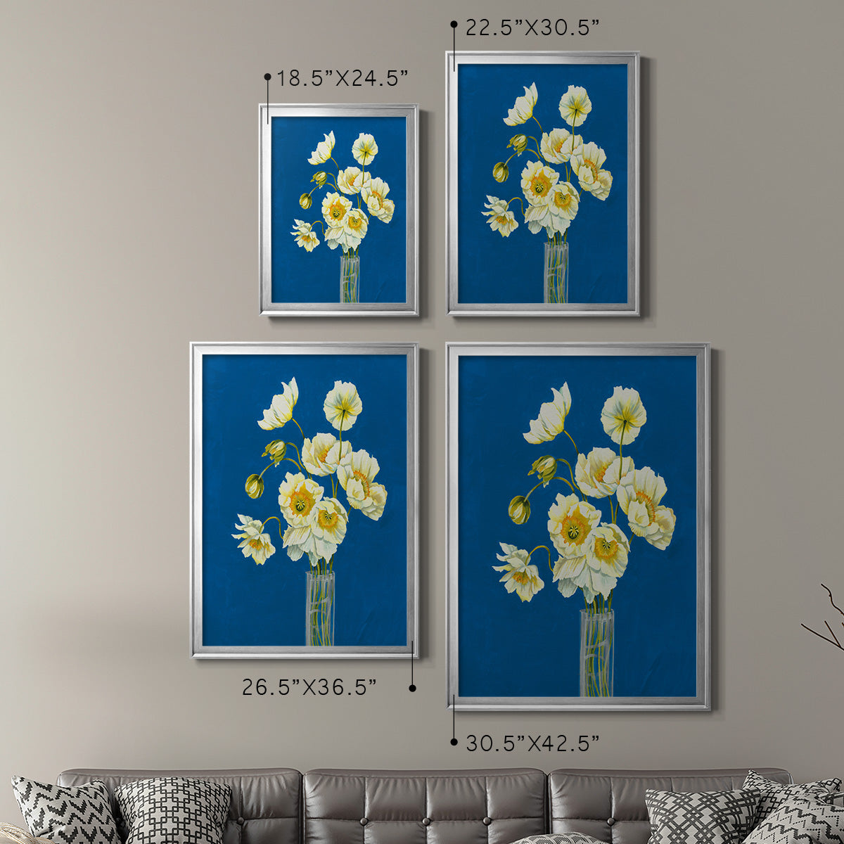 Ice Poppies - Modern Framed Canvas Print