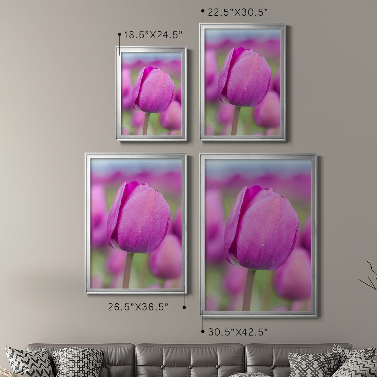 Magenta Stem - Modern Framed Canvas Print