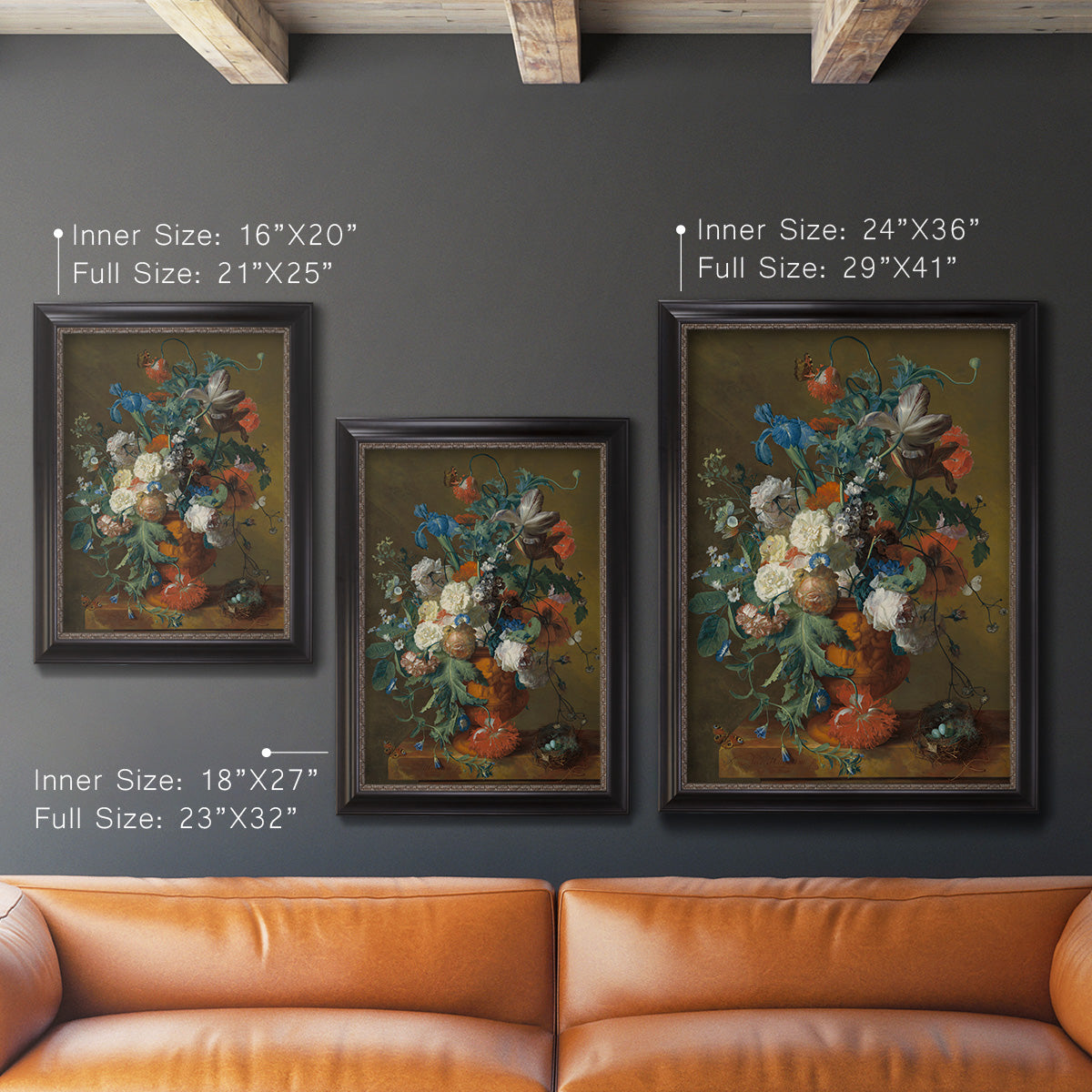 Flowers in an Urn - Ornate Framed Canvas Print