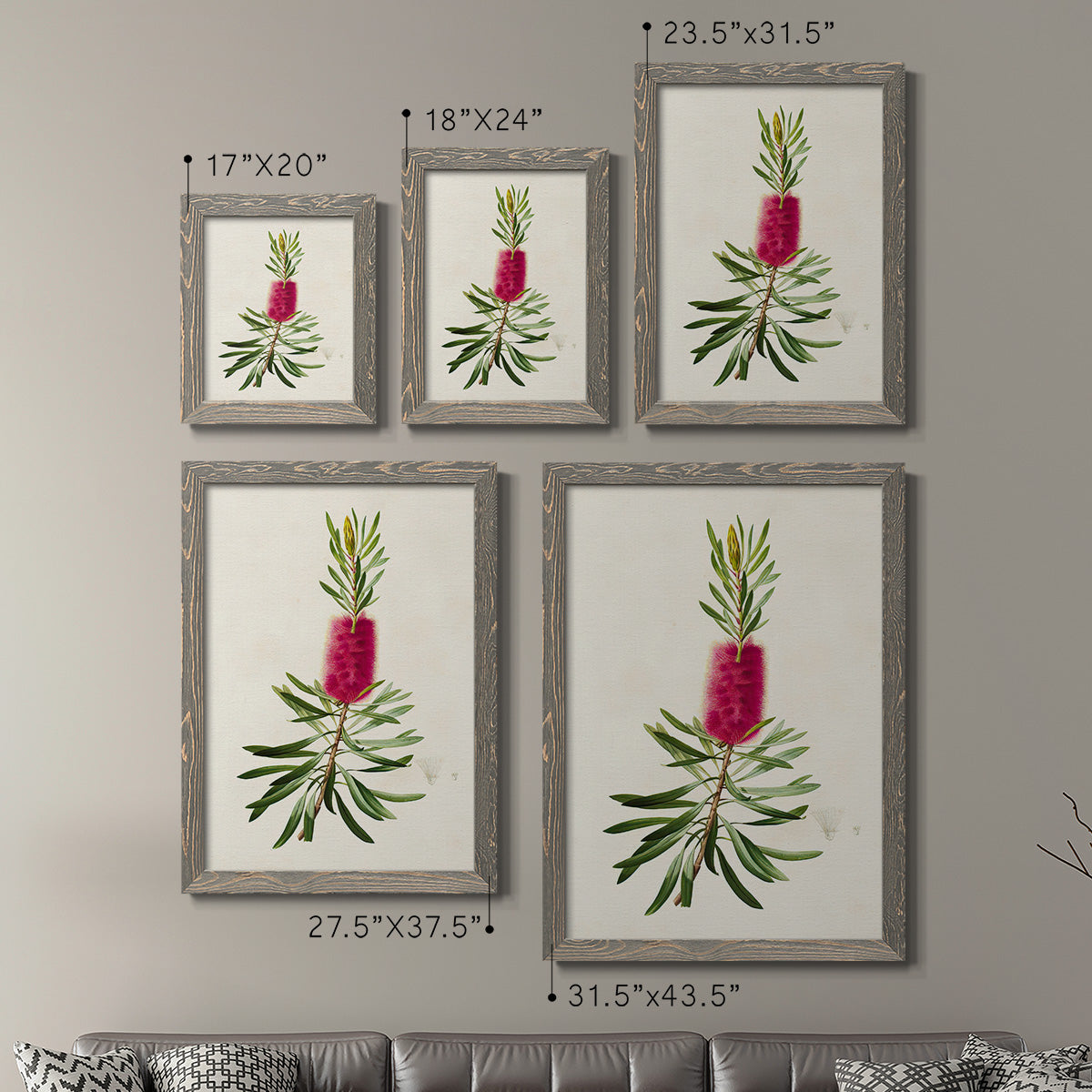 Pretty Pink Botanicals VII - Premium Framed Canvas 2 Piece Set - Ready to Hang