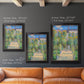 Impressionist garden landscape painting by Claude Monet in an ornate black frame with gilded inner detail shown in multiple vertical size options.