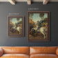 Religious painting of Saint George slaying the dragon by Raphael in an ornate bronzed mahogany wood frame shown in multiple vertical size options.
