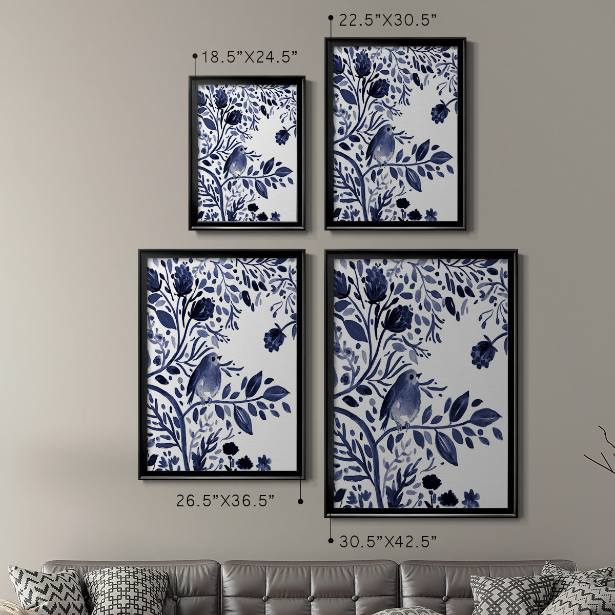 Indigo Song I - Modern Framed Canvas Print