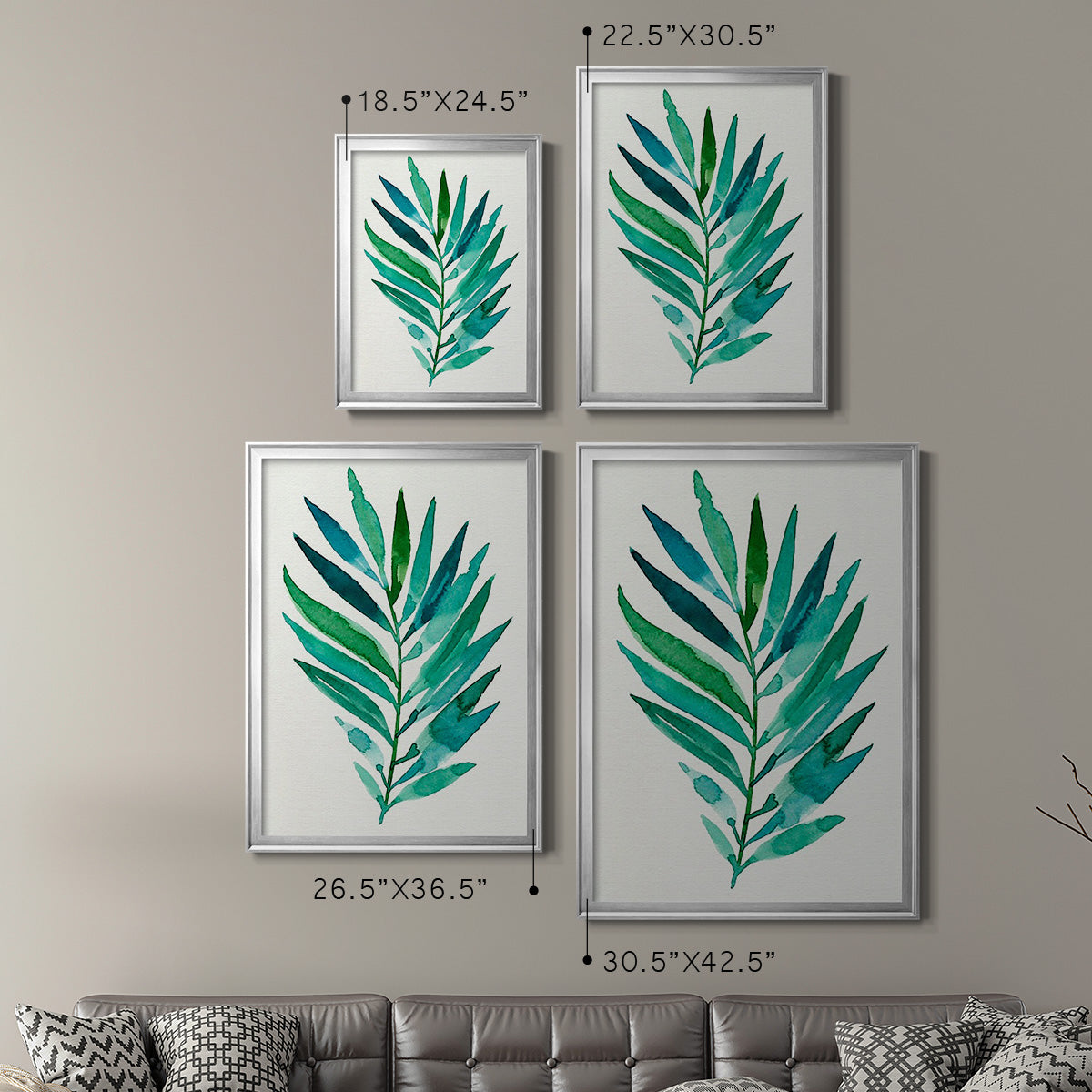 Palm Frond Flow I - Modern Framed Canvas Print