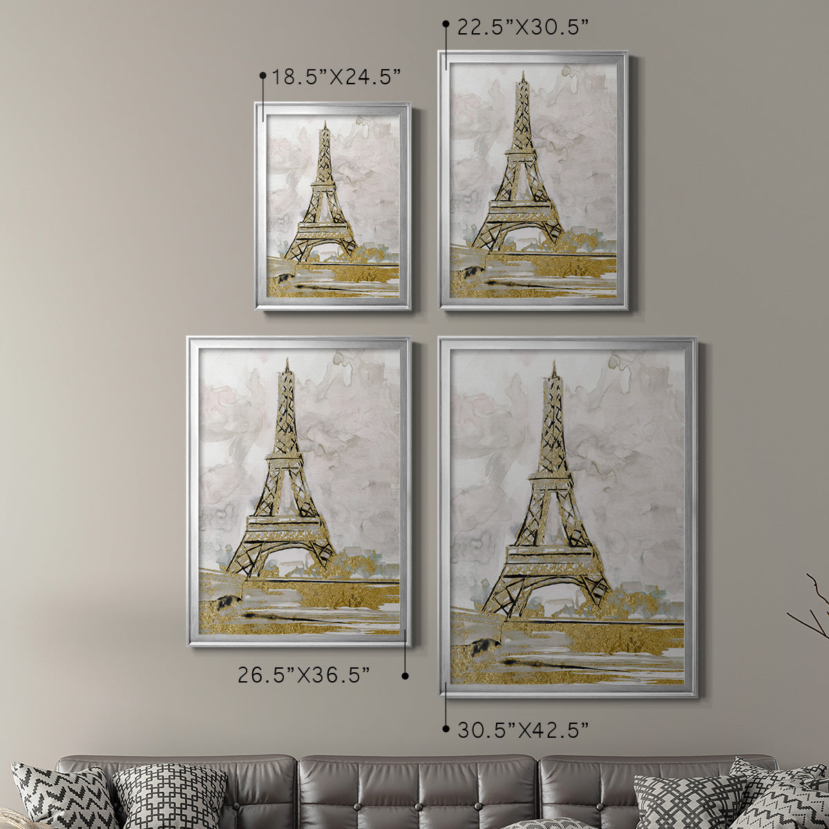 Eiffel Tower Glitz - Modern Framed Canvas Print