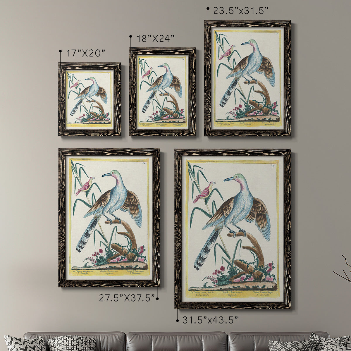 Pastel Birds V - Premium Framed Canvas 2 Piece Set - Ready to Hang