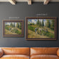 Impressionist countryside harvest scene by Camille Pissarro in an ornate bronzed mahogany wood frame shown in multiple size options.