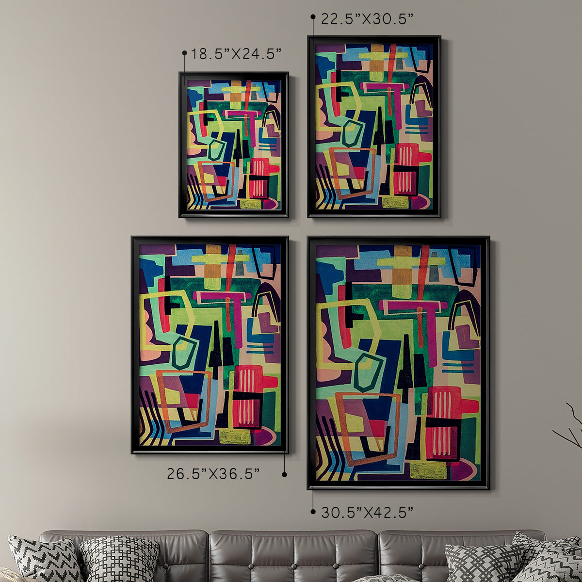 Connected Colors I - Modern Framed Canvas Print