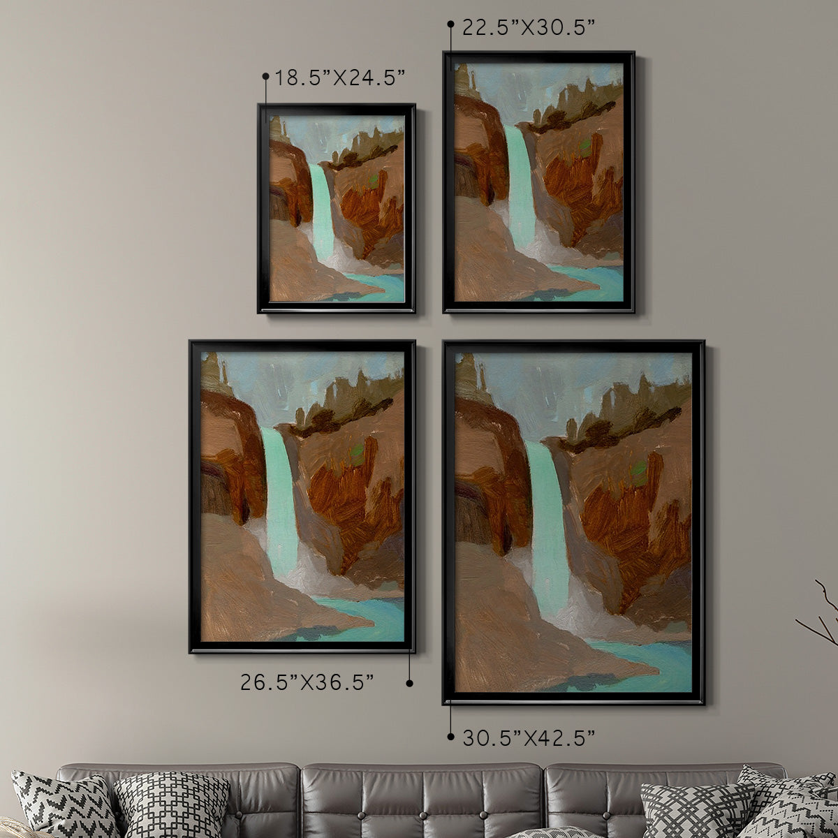Turquoise Falls I - Modern Framed Canvas Print
