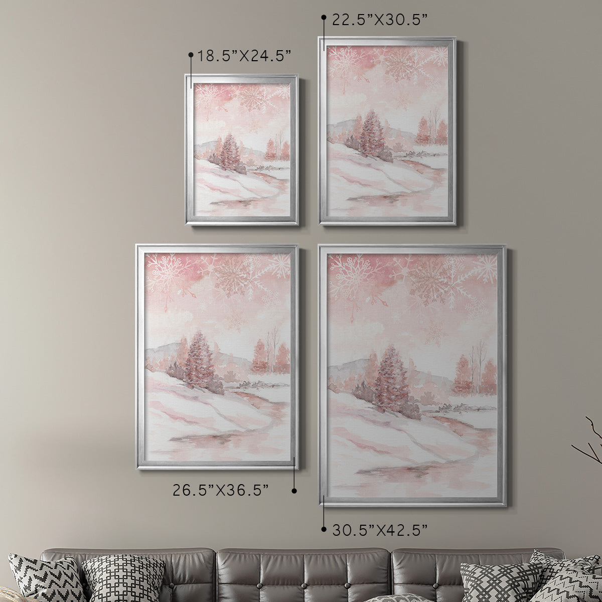 Blush Winter - Modern Framed Canvas Print