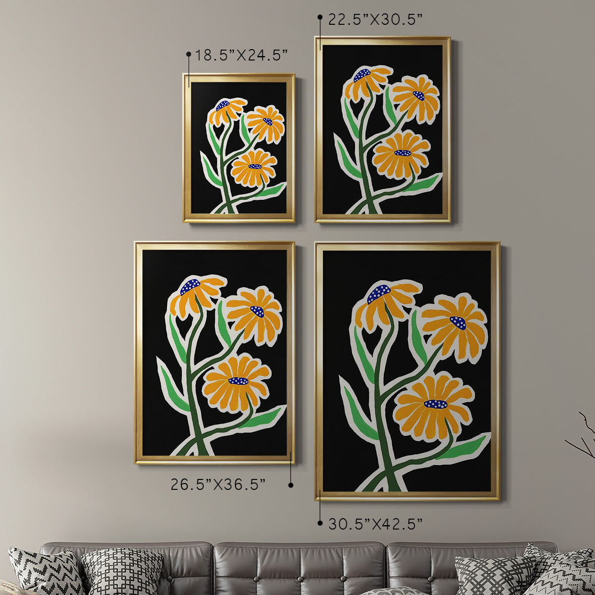 Pop Flowers I - Modern Framed Canvas Print