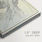 Close-up of a gallery-wrapped canvas corner showing a vintage illustration symbolizing music with elegant curves, highlighting texture and print detail.